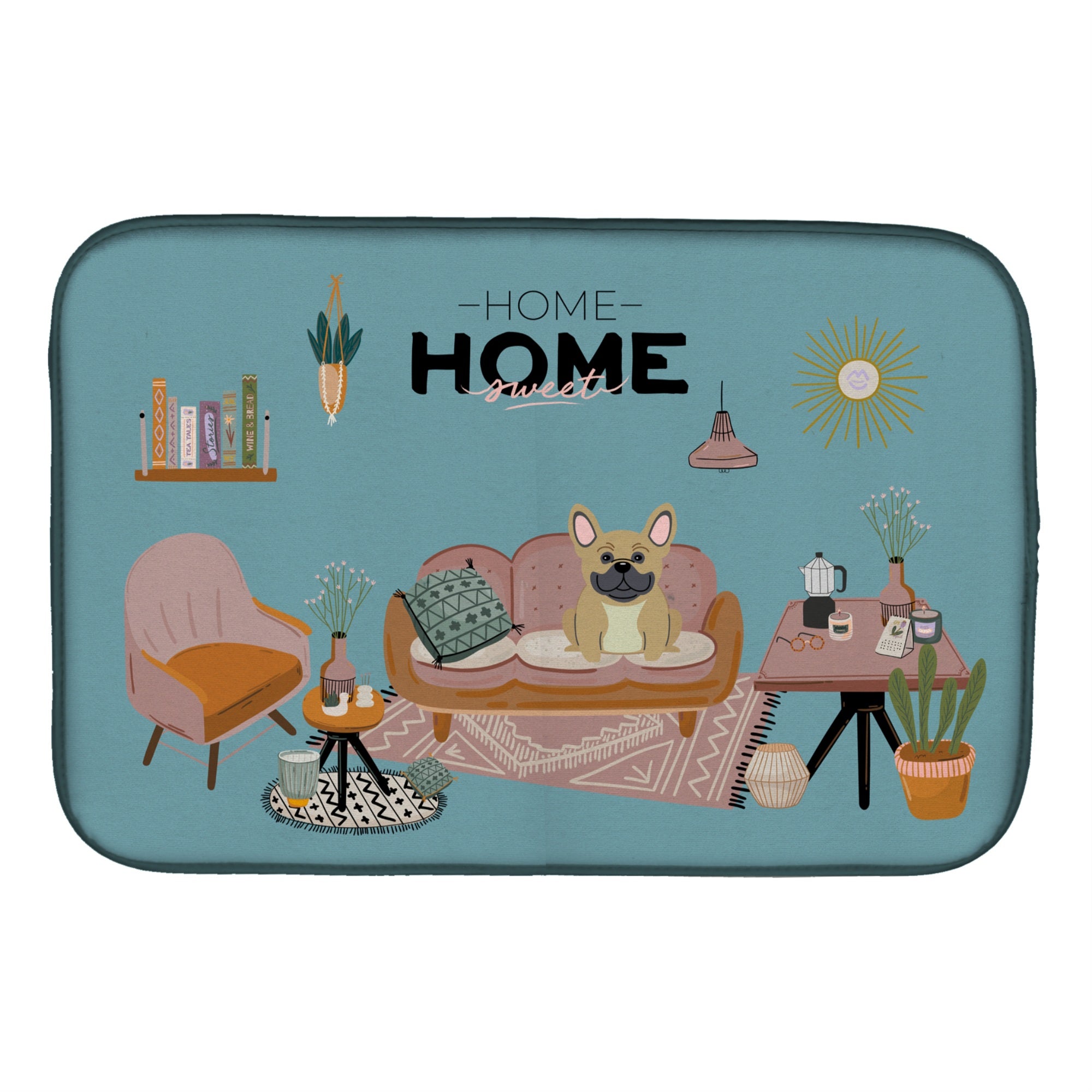 'Caroline'S Treasures Ck7855Ddm Cream French Bulldog Sweet Home Dish-Drying-Mats, 14 X 21, Multicolor''