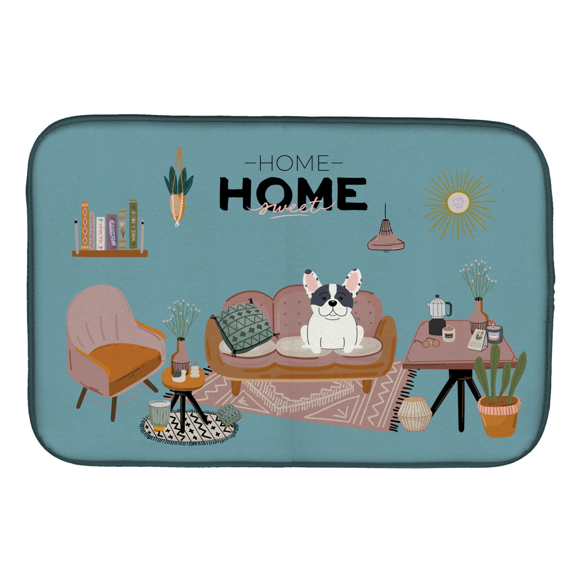 'Caroline'S Treasures Ck7856Ddm Piebald French Bulldog Sweet Home Dish-Drying-Mats, 14 X 21, Multicolor''