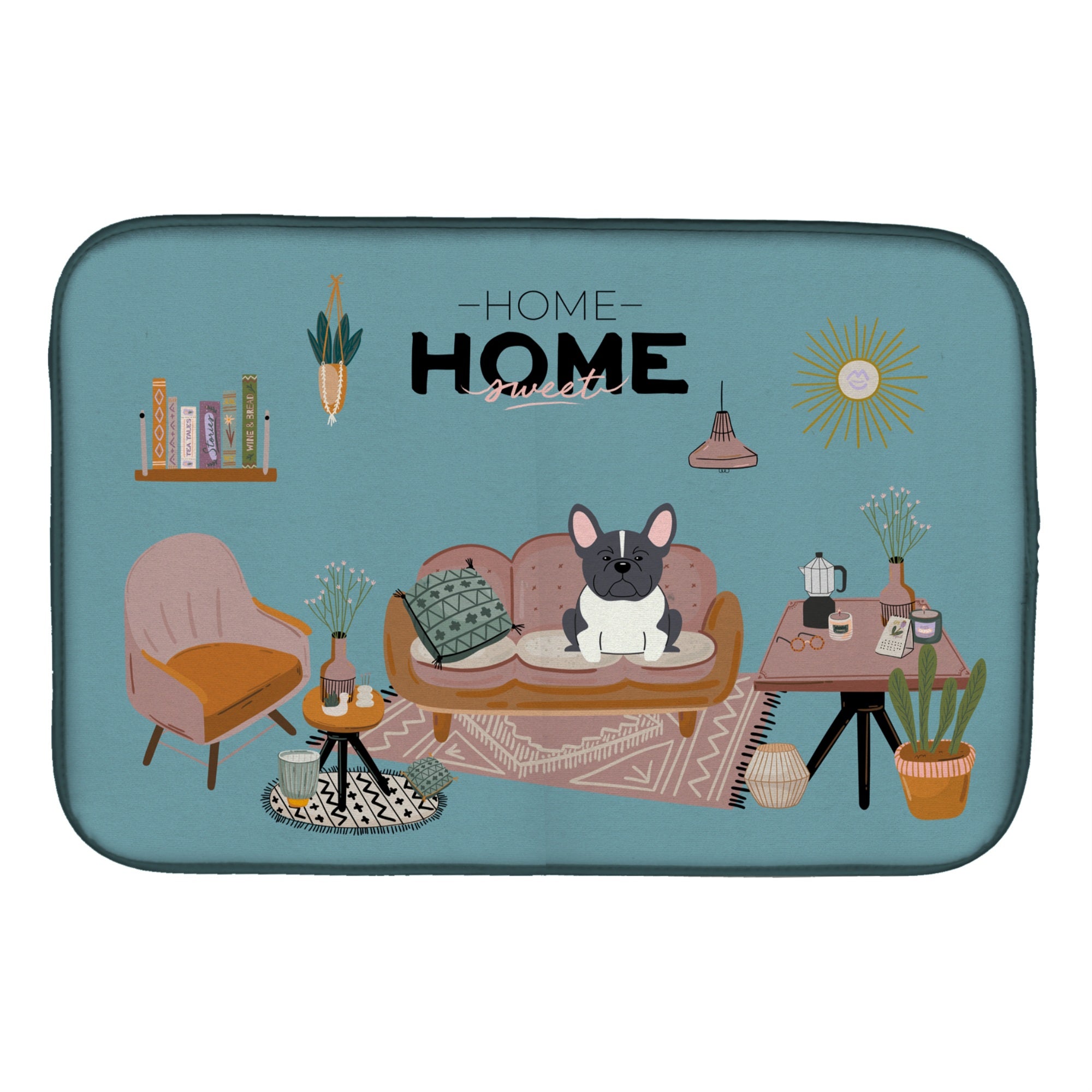 'Caroline'S Treasures Ck7857Ddm Black White French Bulldog Sweet Home Dish-Drying-Mats, 14 X 21, Multicolor''