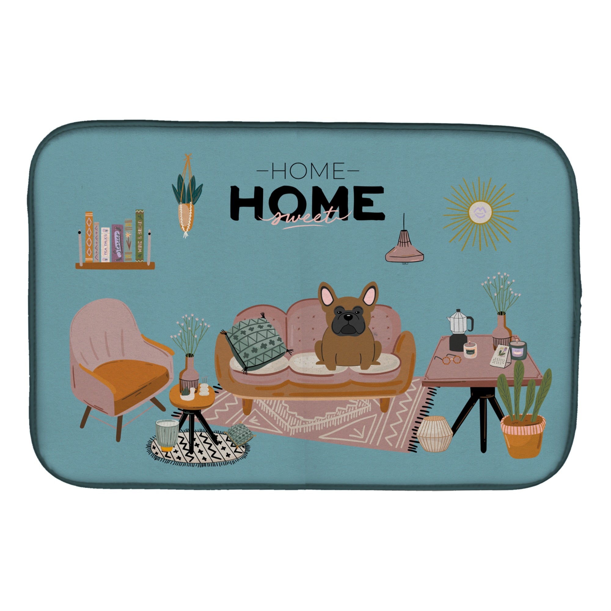 'Caroline'S Treasures Ck7858Ddm Brown French Bulldog Sweet Home Dish-Drying-Mats, 14 X 21, Multicolor''