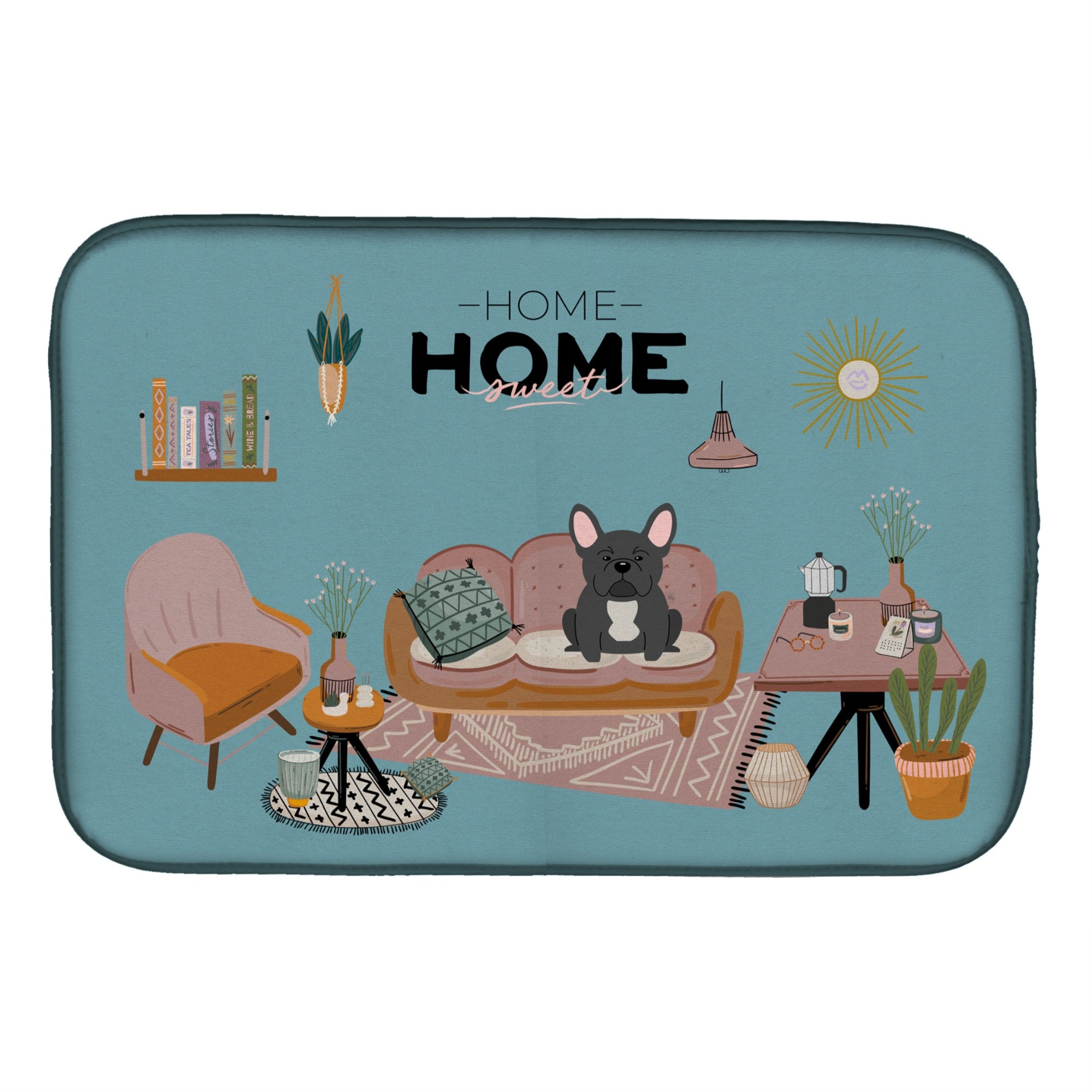 'Caroline'S Treasures Ck7859Ddm Black French Bulldog Sweet Home Dish-Drying-Mats, 14 X 21, Multicolor''