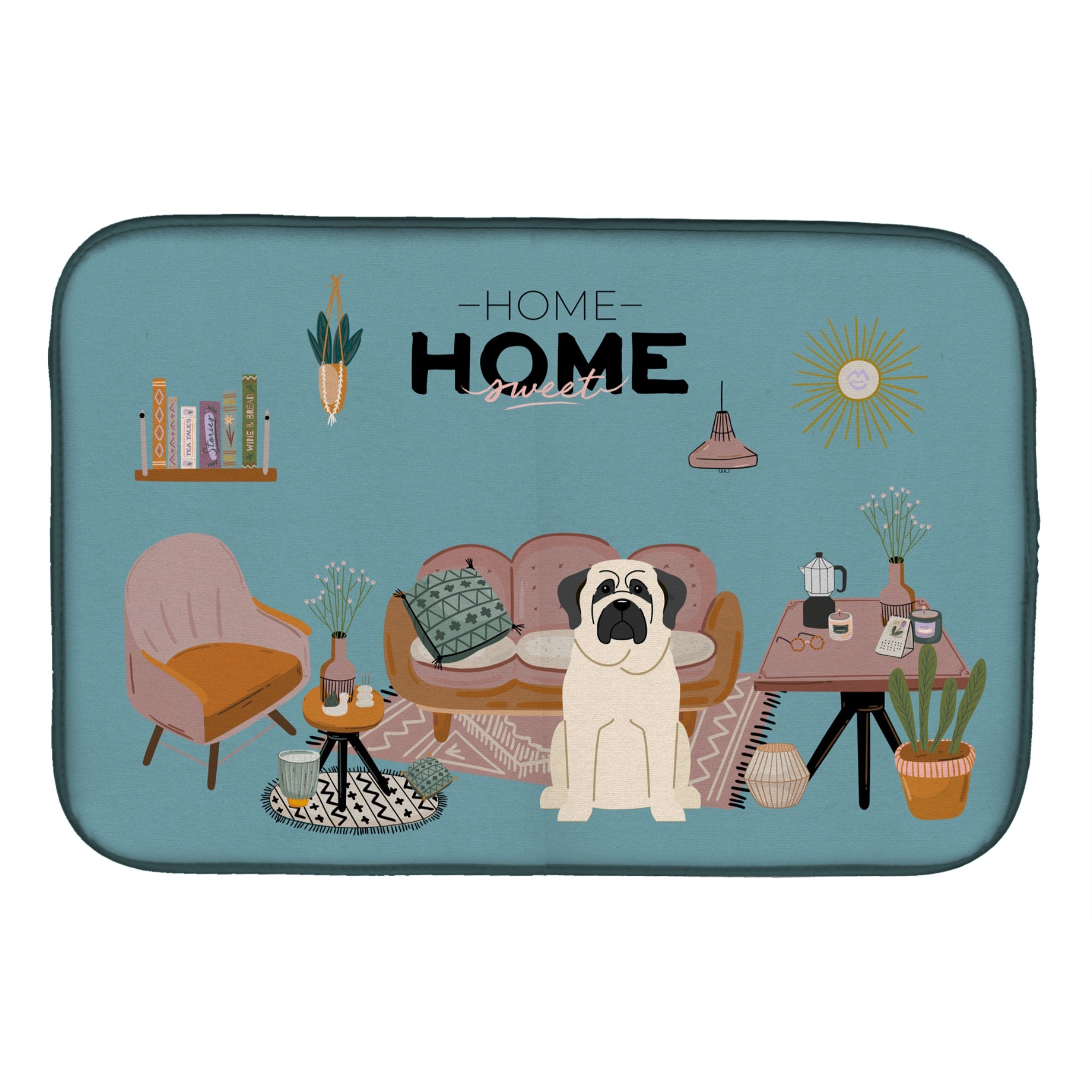 'Caroline'S Treasures Ck7862Ddm White Mastiff Sweet Home Dish-Drying-Mats, 14 X 21, Multicolor''