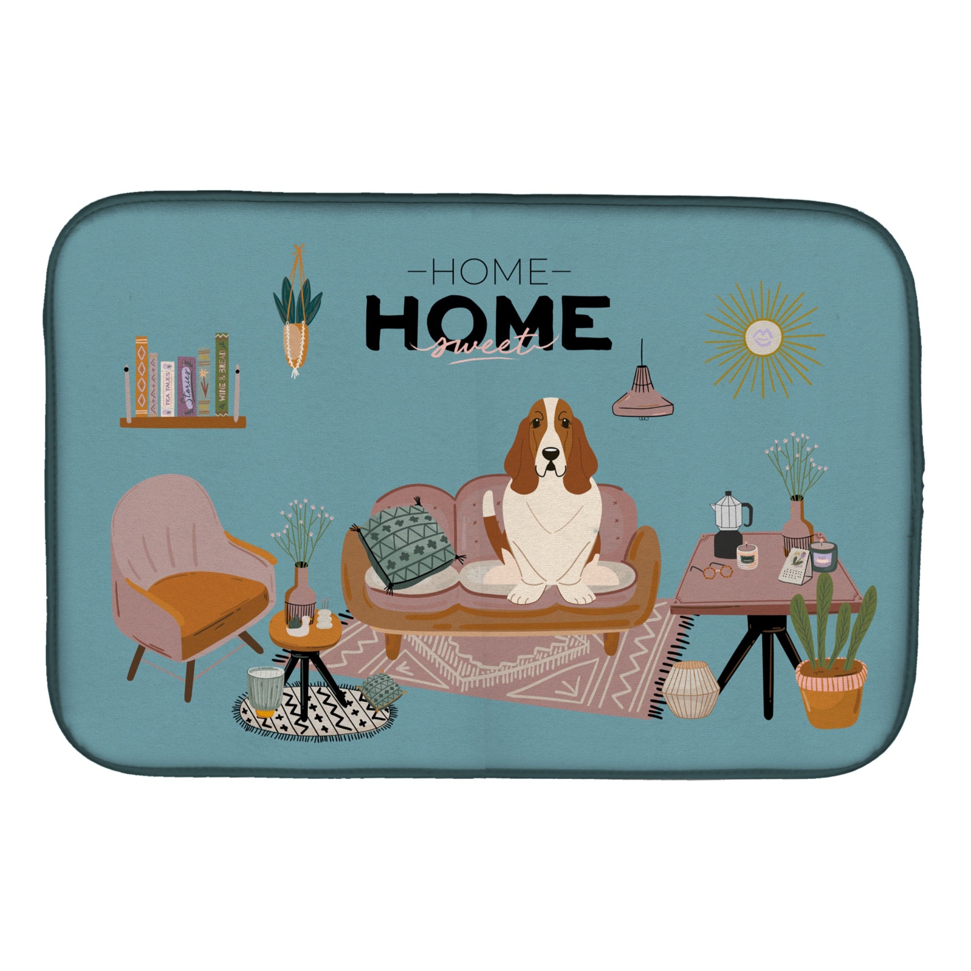 'Caroline'S Treasures Ck7866Ddm Basset Hound Sweet Home Dish-Drying-Mats, 14 X 21, Multicolor''