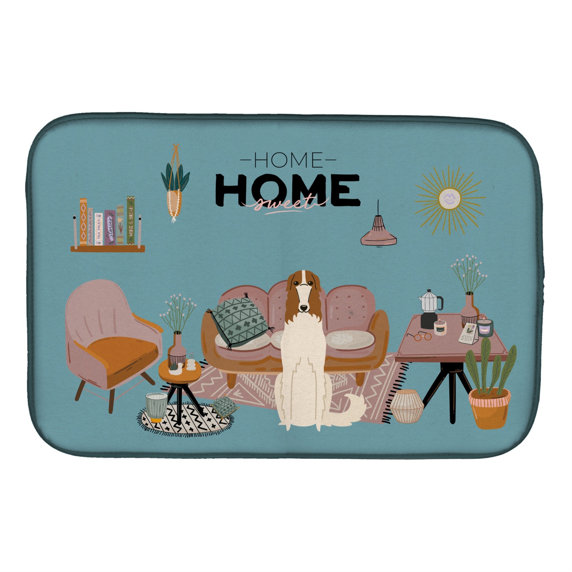 'Caroline'S Treasures Ck7868Ddm Borzoi Sweet Home Dish-Drying-Mats, 14 X 21, Multicolor''