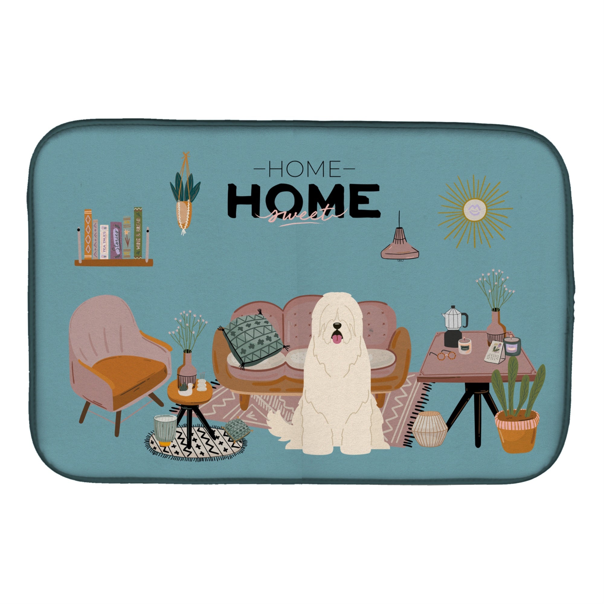 'Caroline'S Treasures Ck7869Ddm South Russian Sheepdog Sweet Home Dish-Drying-Mats, 14 X 21, Multicolor''