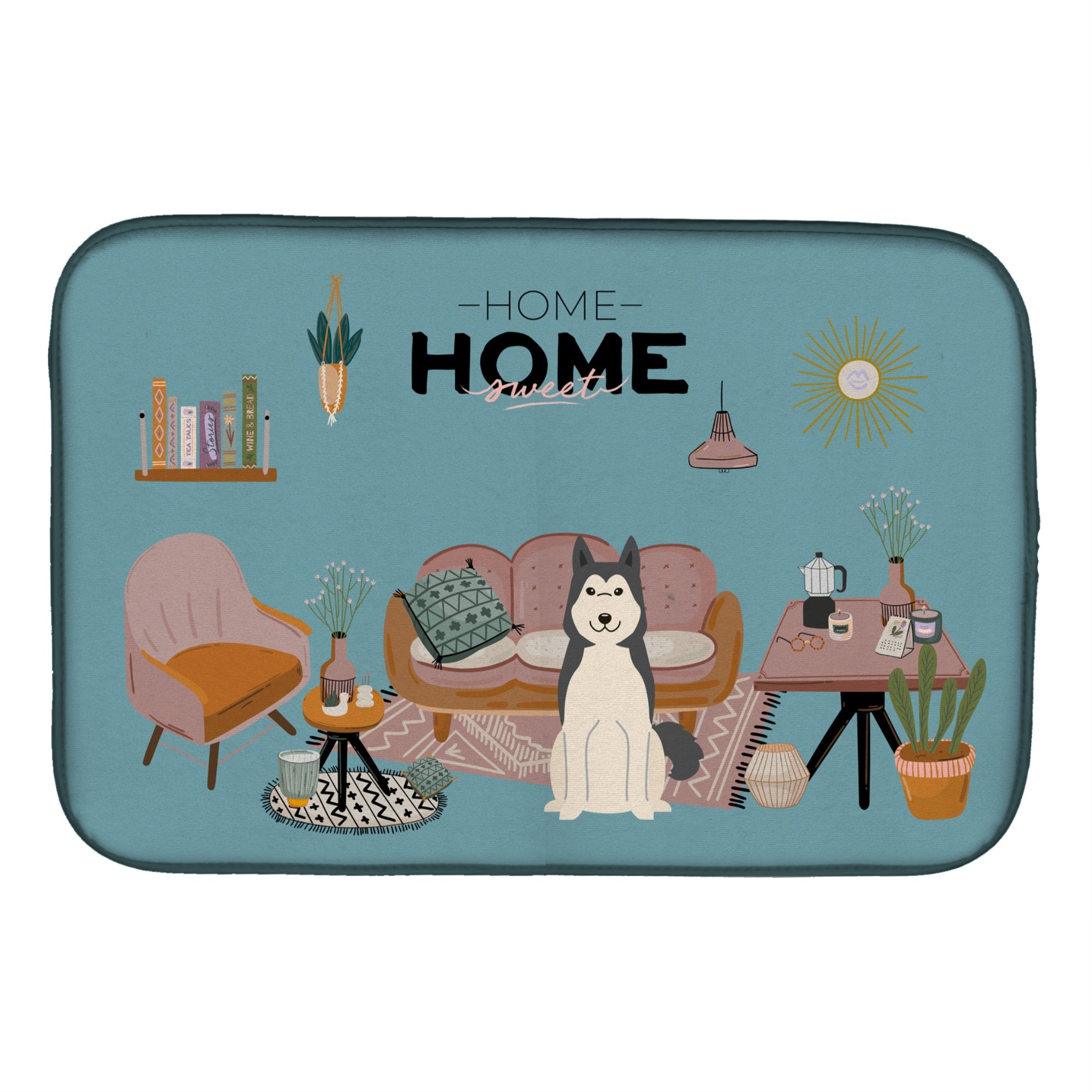 'Caroline'S Treasures Ck7870Ddm West Siberian Laika Spitz Sweet Home Dish-Drying-Mats, 14 X 21, Multicolor''