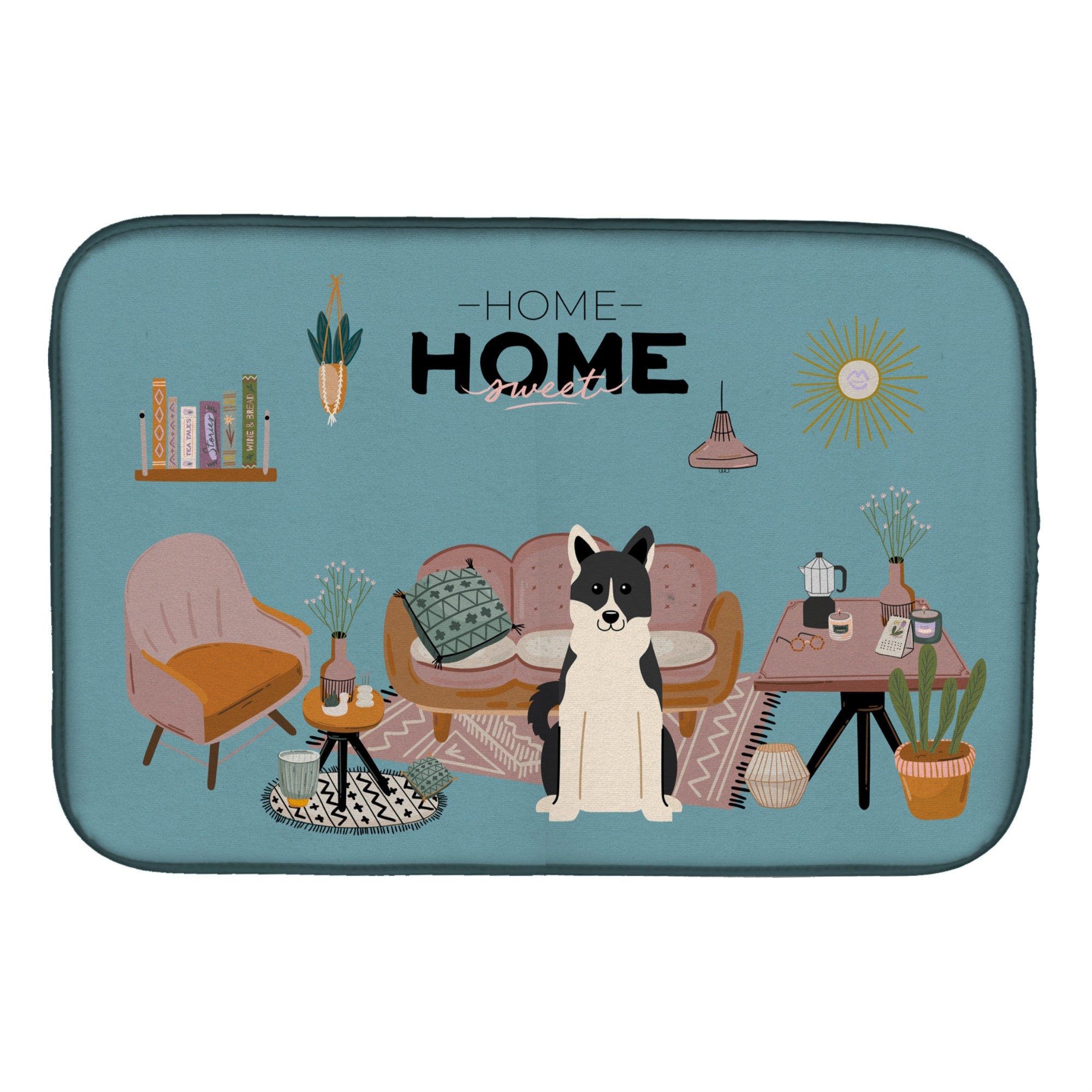 'Caroline'S Treasures Ck7874Ddm Russo-European Laika Spitz Sweet Home Dish-Drying-Mats, 14 X 21, Multicolor''