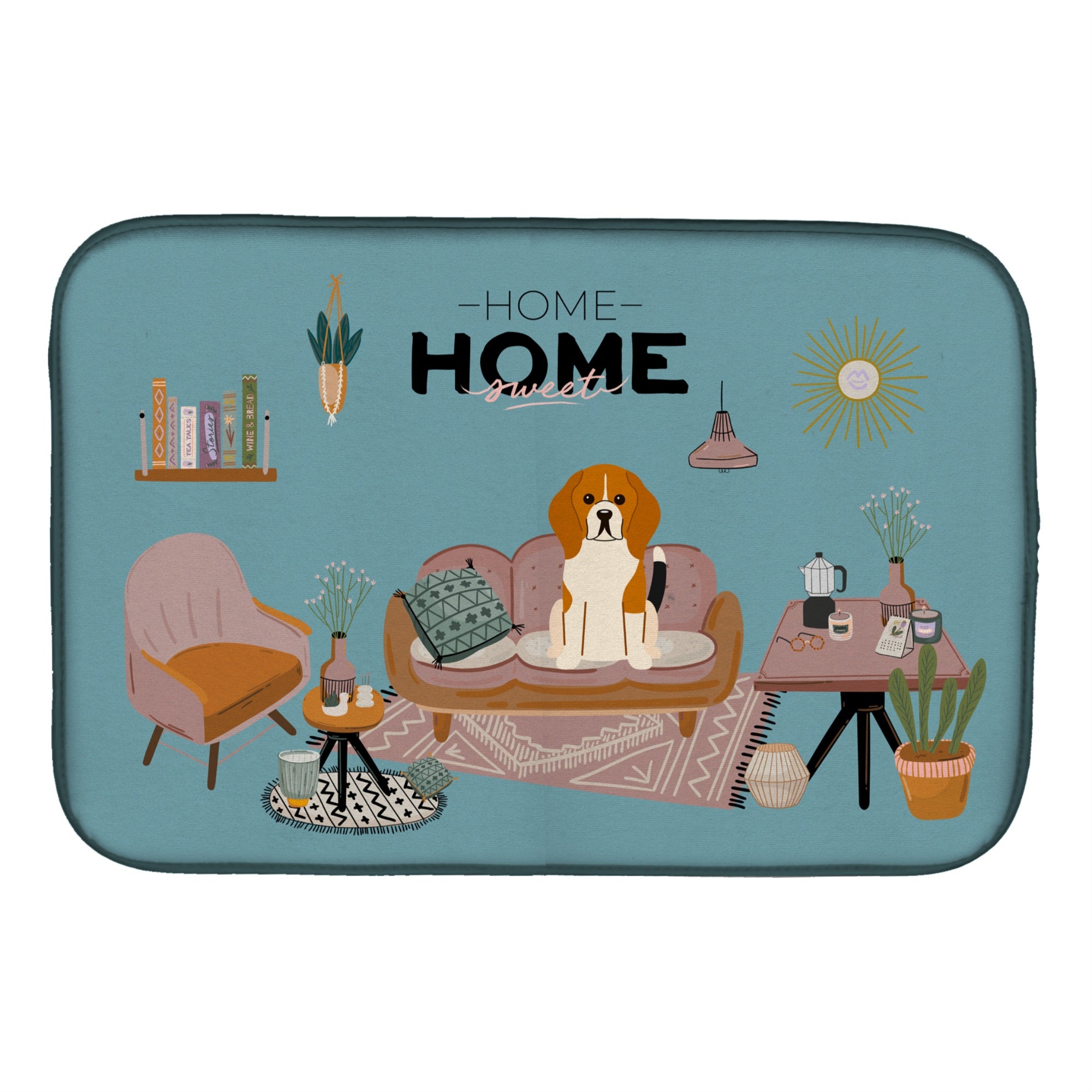 'Caroline'S Treasures Ck7885Ddm Tricolor Beagle Sweet Home Dish-Drying-Mats, 14 X 21, Multicolor''