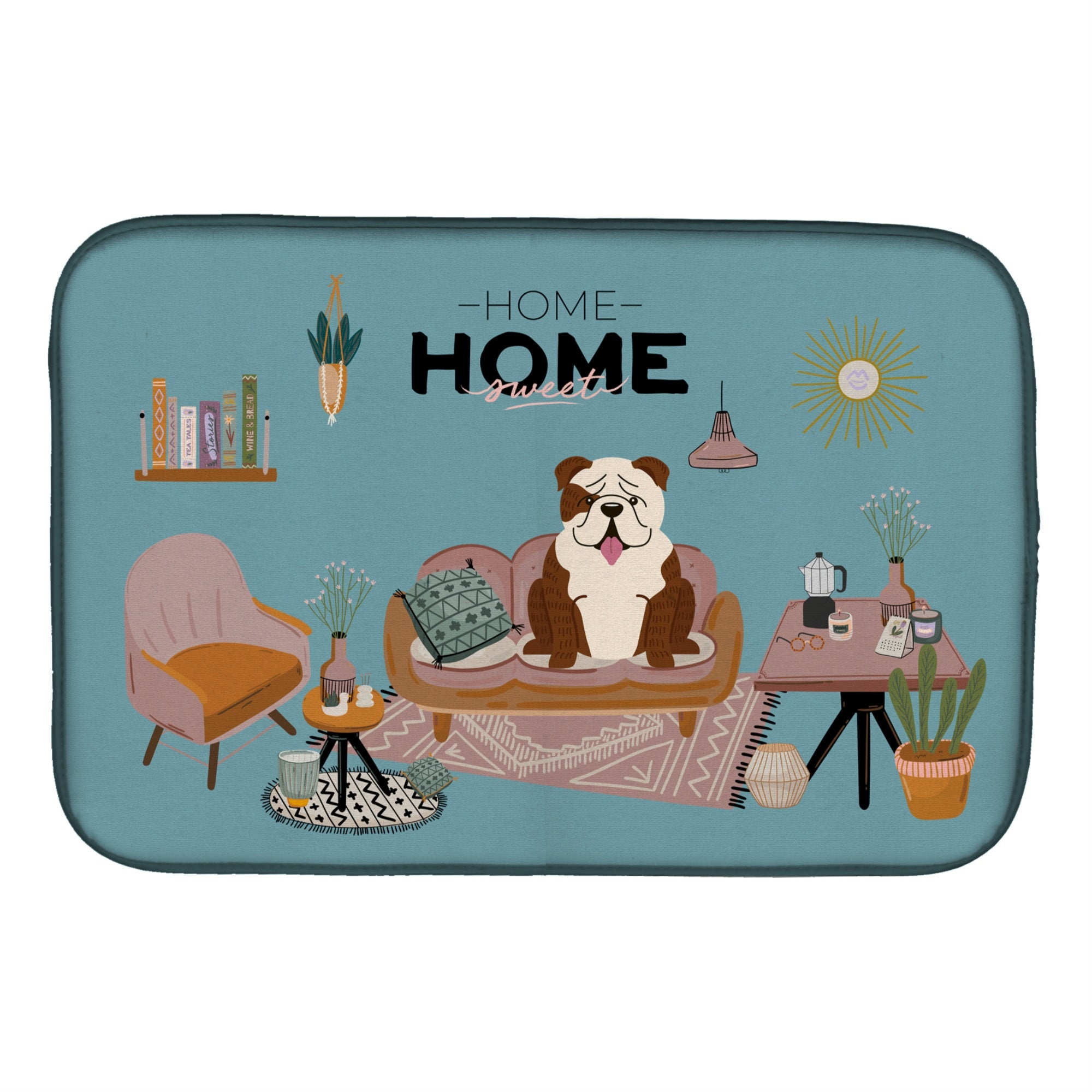 'Caroline'S Treasures Brindle White English Bulldog Sweet Home Dish-Drying-Mats, 14 X 21, Multicolor''