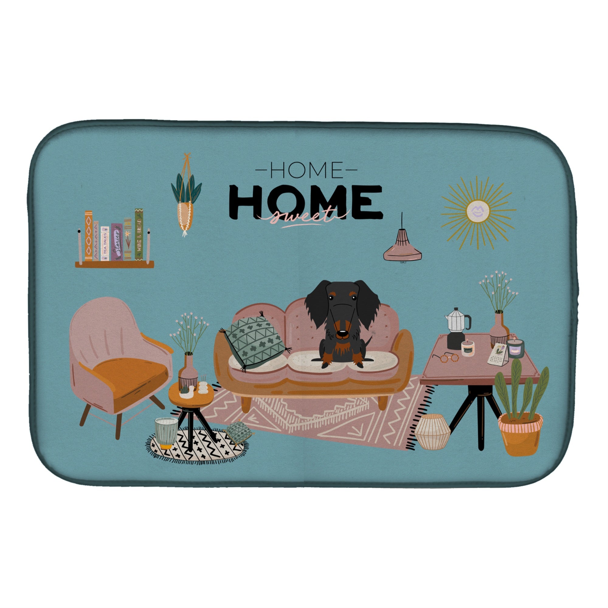 'Caroline'S Treasures Black Tan Wire Haired Dachshund Sweet Home Dish-Drying-Mats, 14 X 21, Multicolor''