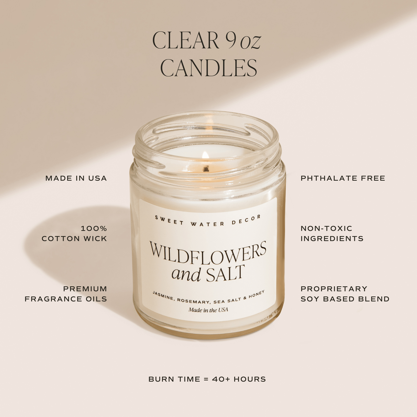 Coastal Lemon Soy Candle - Clear Jar - 9 oz