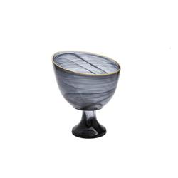 Classic Touch CFB2022 Alabaster Footed Candy Bowl with Gold Trim  Black