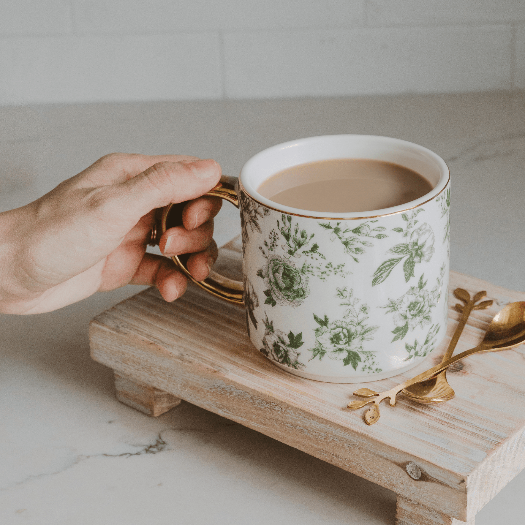Green Delft 14oz. Coffee Mug