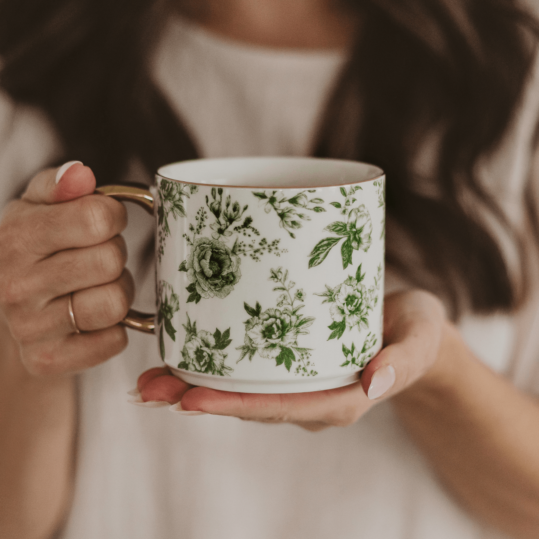 Green Delft 14oz. Coffee Mug
