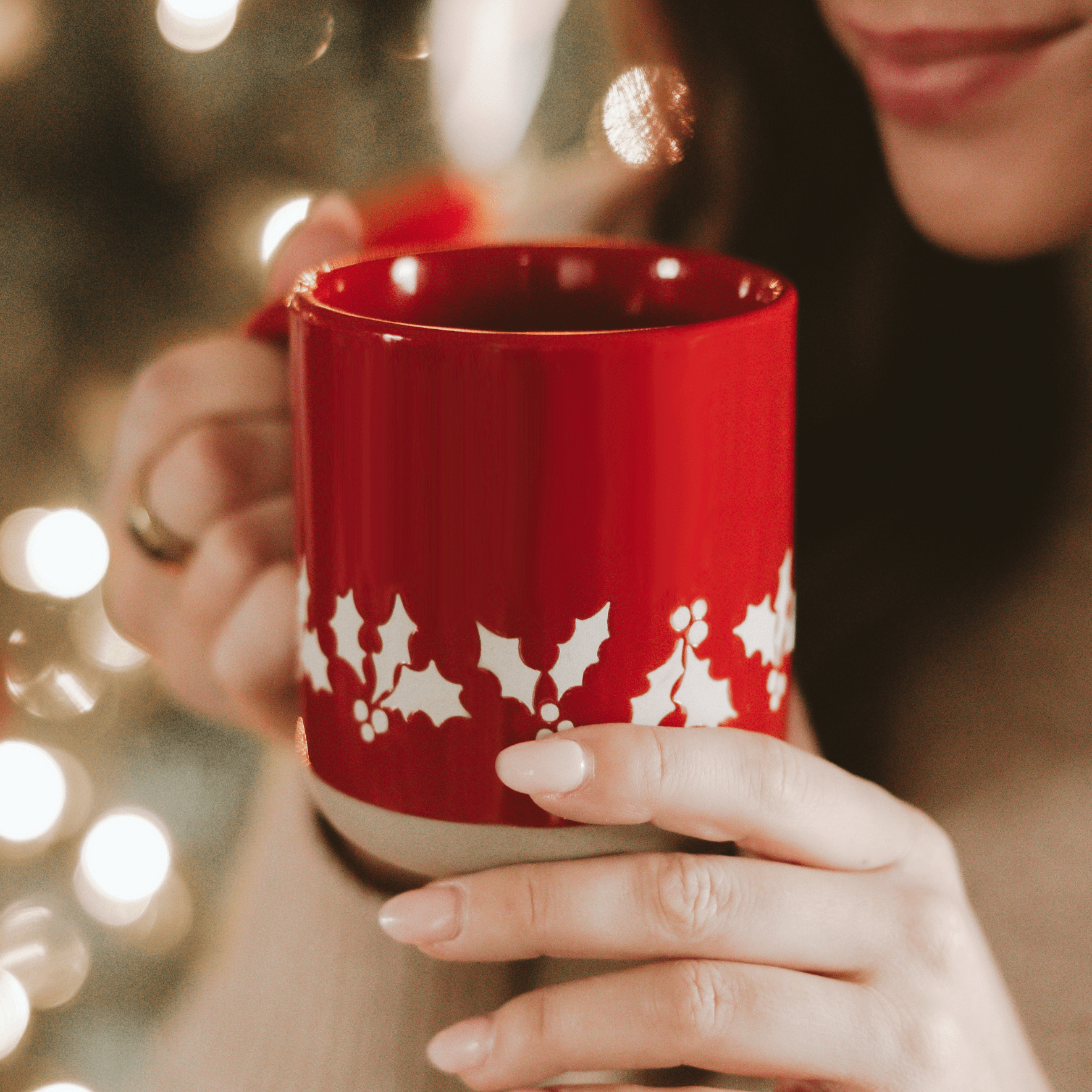 Holly 14oz. Red Stoneware Coffee Mug