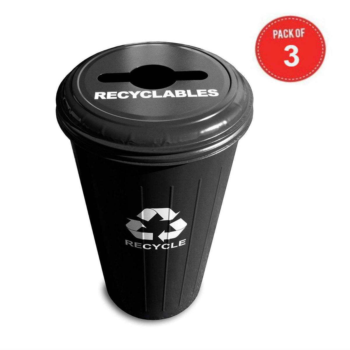 Witt Industries 10/1Ctbk Steel 20-Gallon Recycling Trash Can With Combination Top, Legend ''Recyclables, Recycle'', Round, 30''