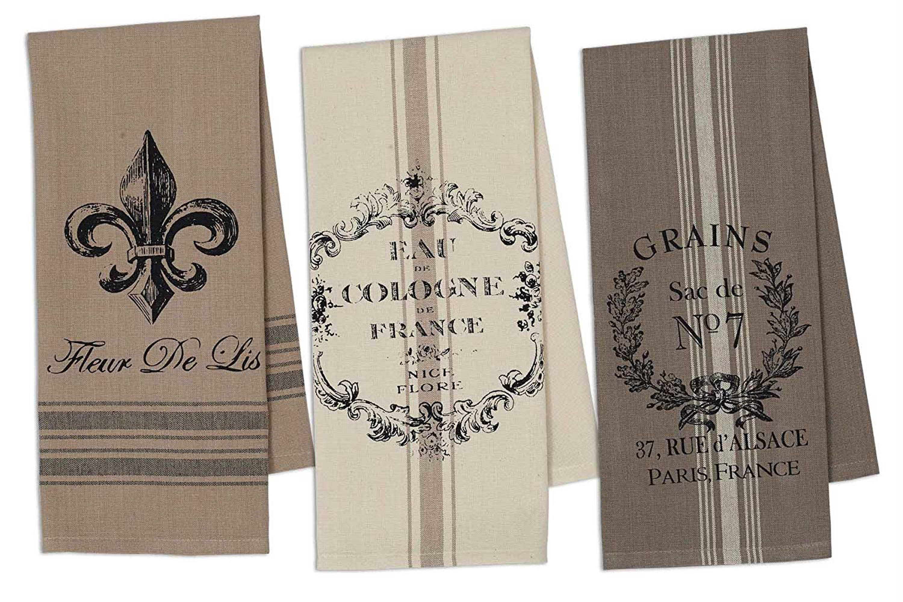 Dii Assorted French Grain Sack Dishtowel (Set Of 3)