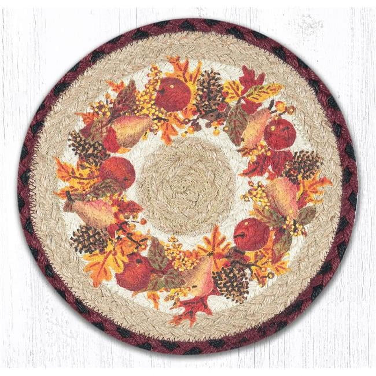 Capitol Importing 80431AW 10 x 10 in. Jute Round Autumn Wreath Printed Trivet