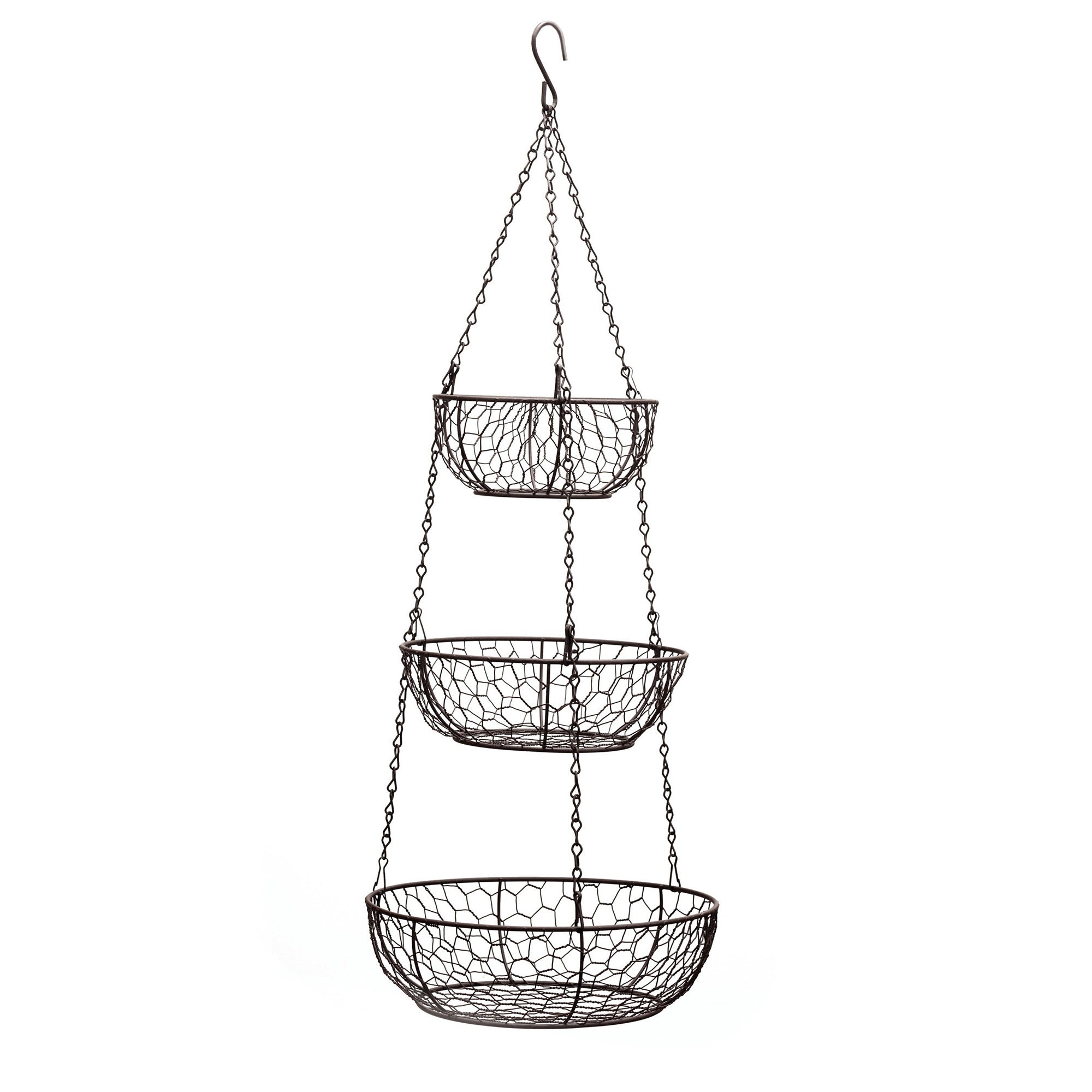 Rsvp International Chicken Wire Hanging Basket - Bronze