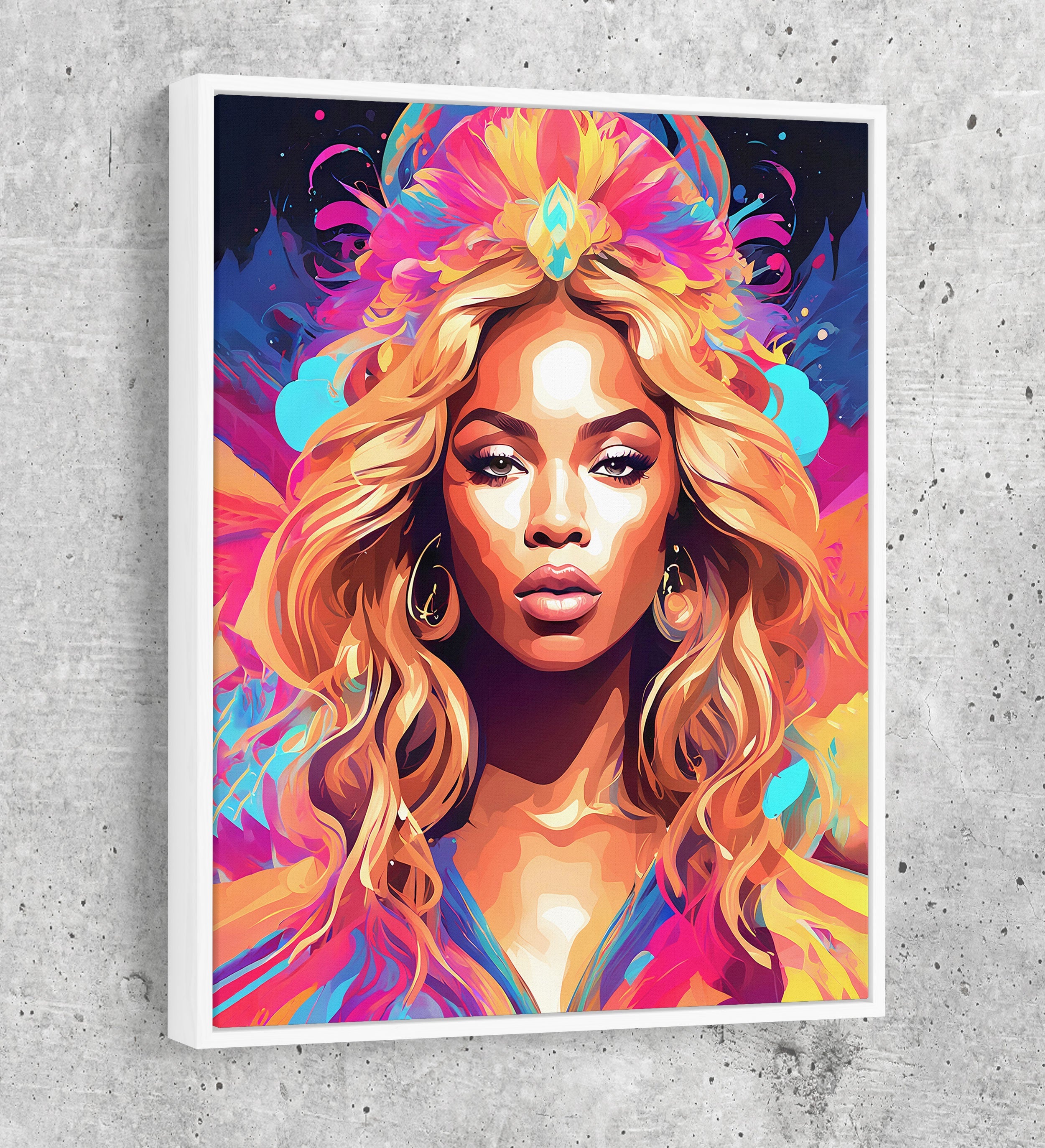 Abstract Beyonce Canvas Wall Art, Colorful Beyonce Print