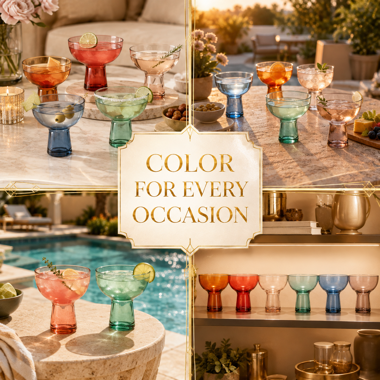 Tonal Margarita Cocktail Glassware, Set of 6