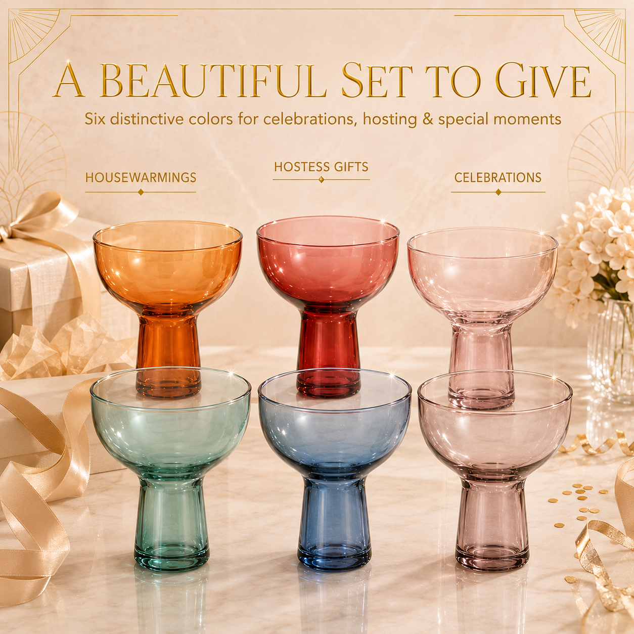 Tonal Margarita Cocktail Glassware, Set of 6
