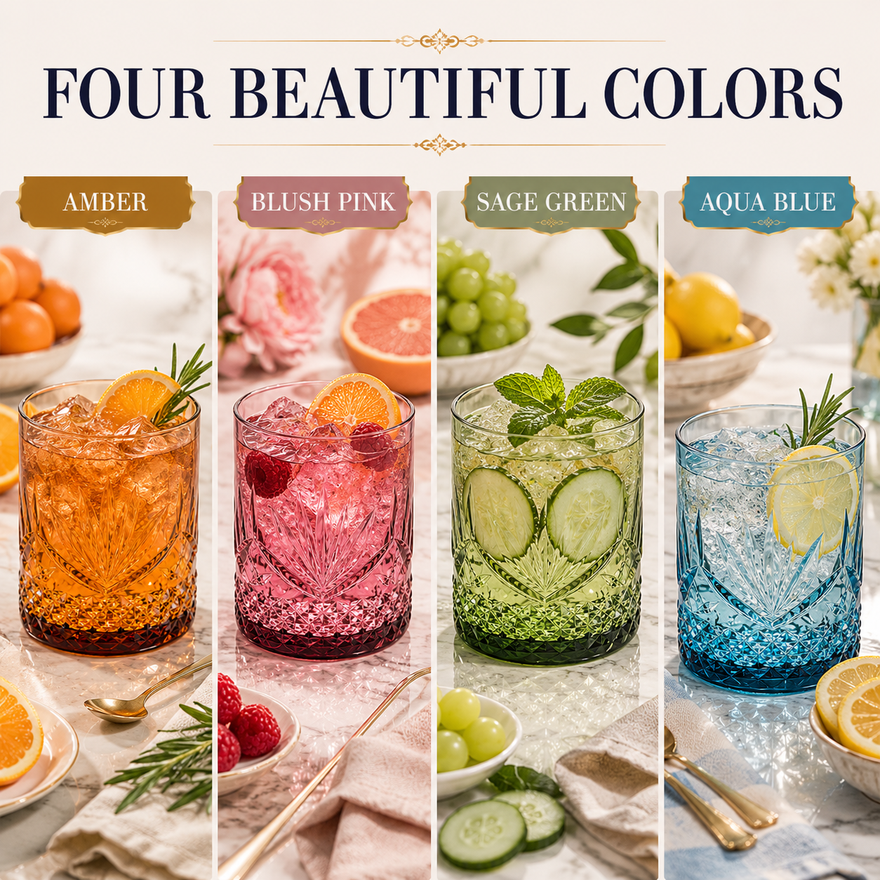 Onix Acrylic Crystal Lowball Glassware, Set of 4