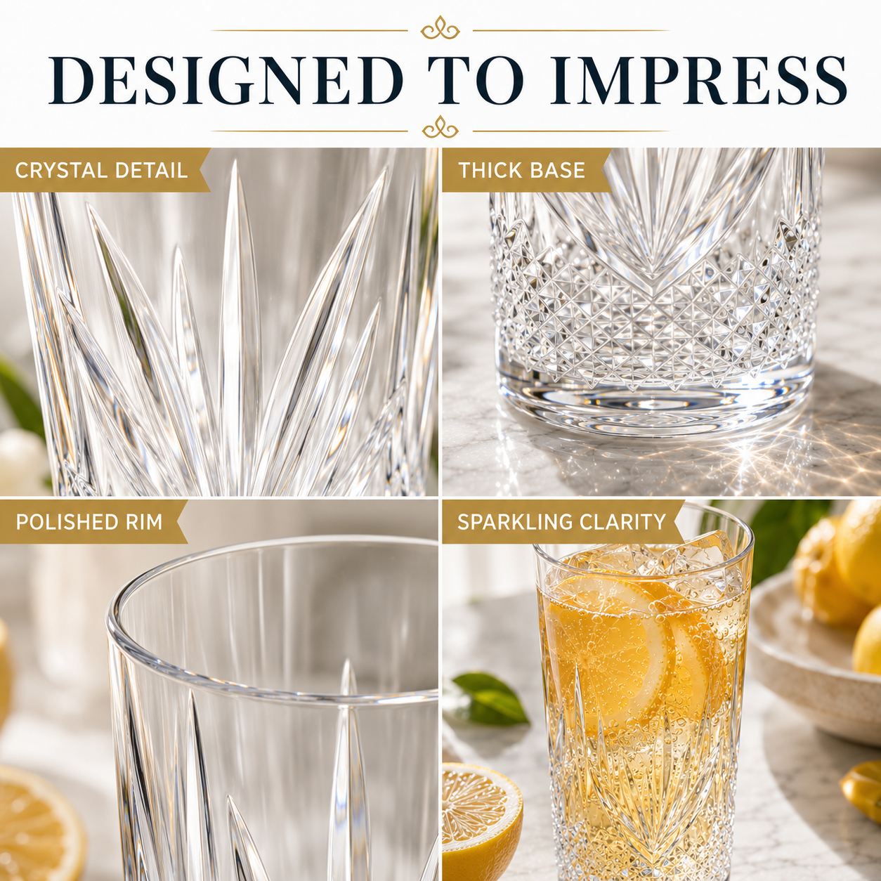Onix Acrylic Crystal Highball Glassware, Set of 4