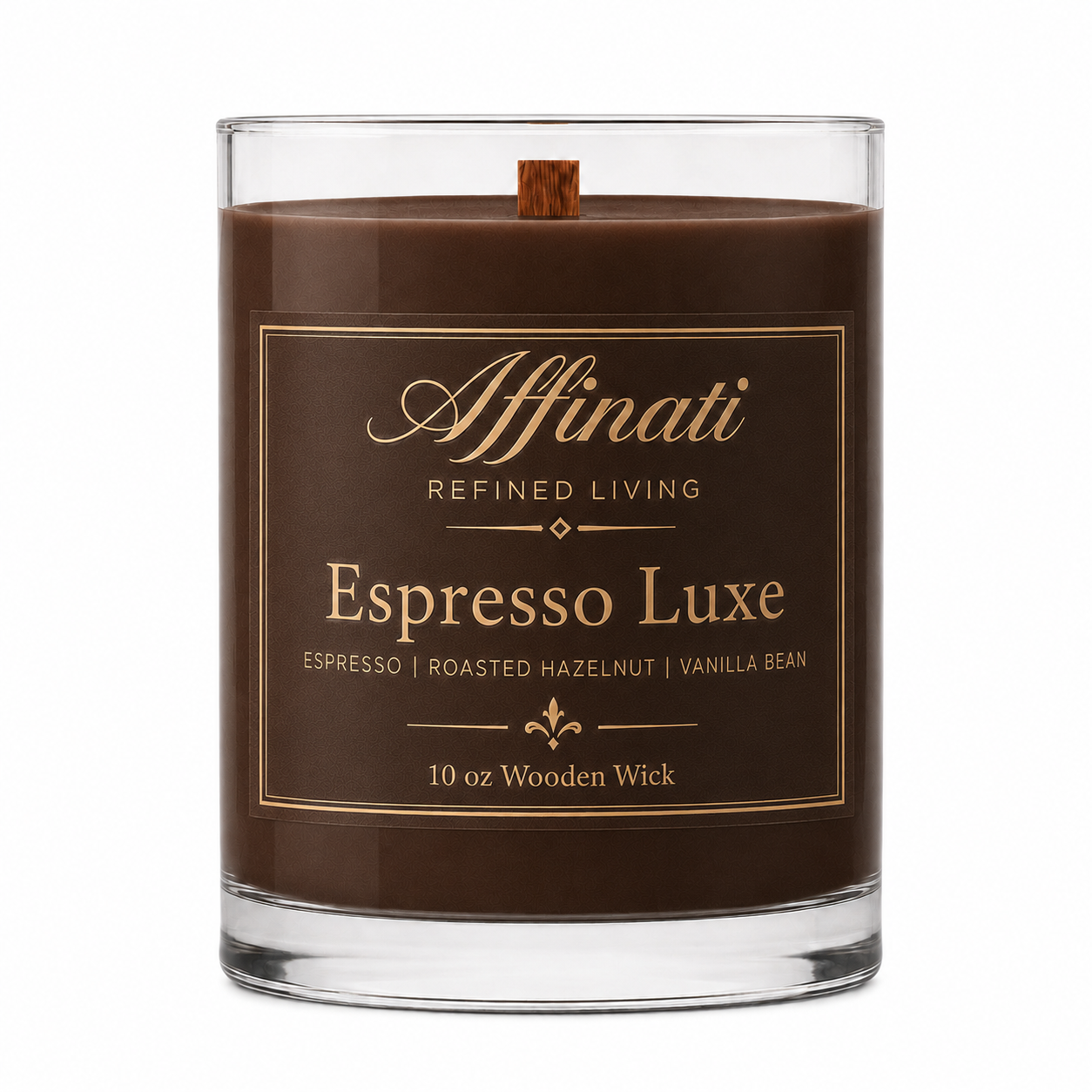 Espresso Luxe Wooden Wick Candle – Luxury 10 oz Soy Blend | Affinati