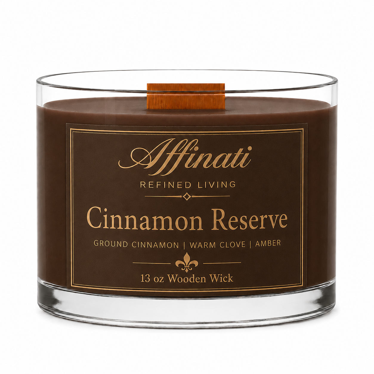 Cinnamon Reserve Wooden Wick Candle – Luxury 13 oz Soy Blend | Affinati