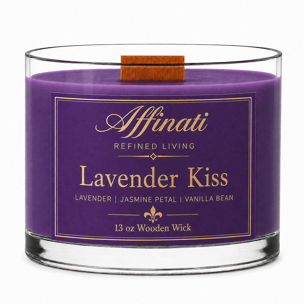Lavender Kiss Wooden Wick Candle – Luxury 13 oz Soy Blend | Affinati