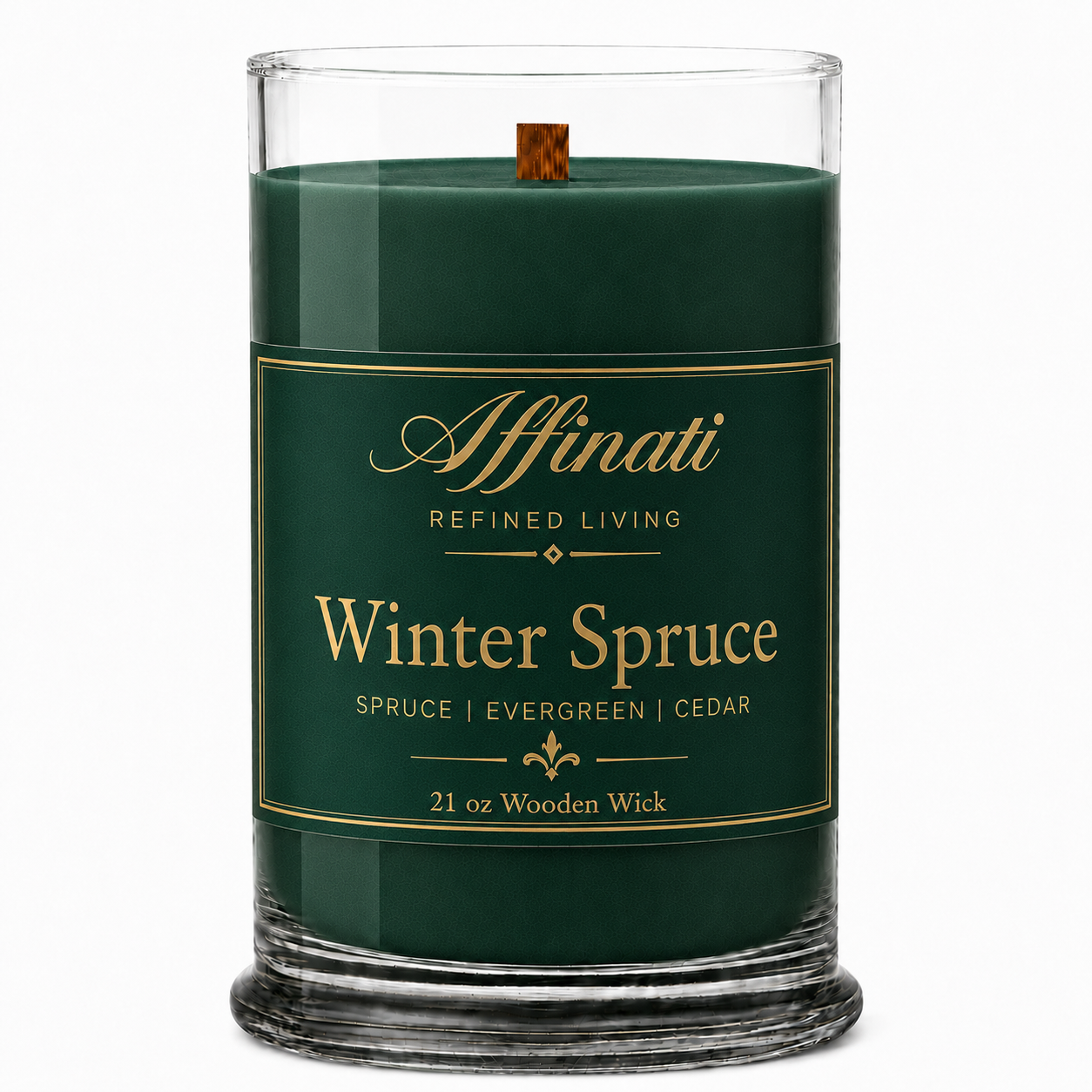 Winter Spruce Wooden Wick Candle – Luxury 21 oz Soy Blend | Affinati