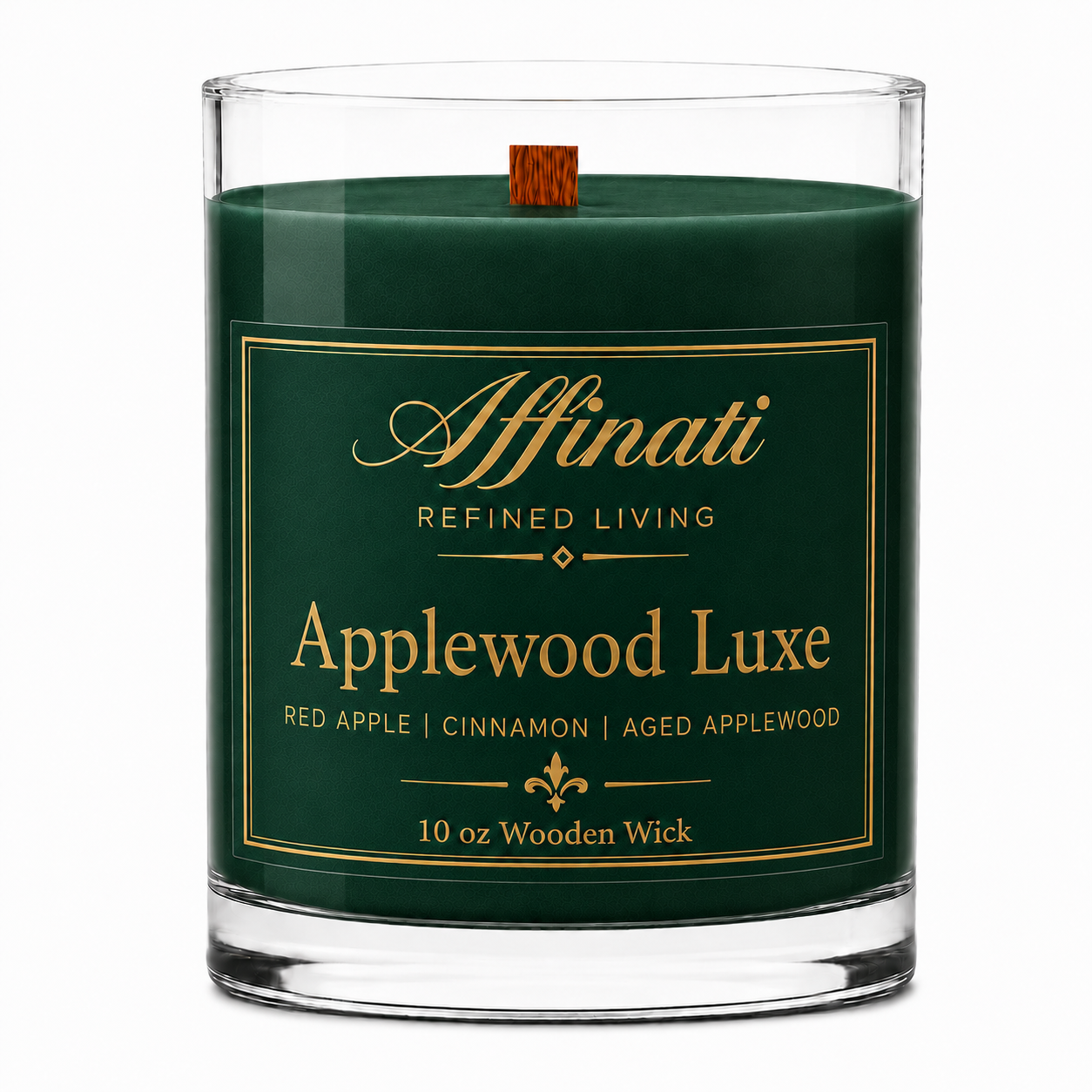 Applewood Luxe Wooden Wick Candle – Luxury 10 oz Soy Blend | Affinati