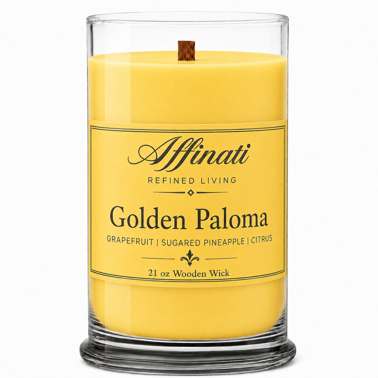 Golden Paloma Wooden Wick Candle – Luxury 21 oz Soy Blend | Affinati