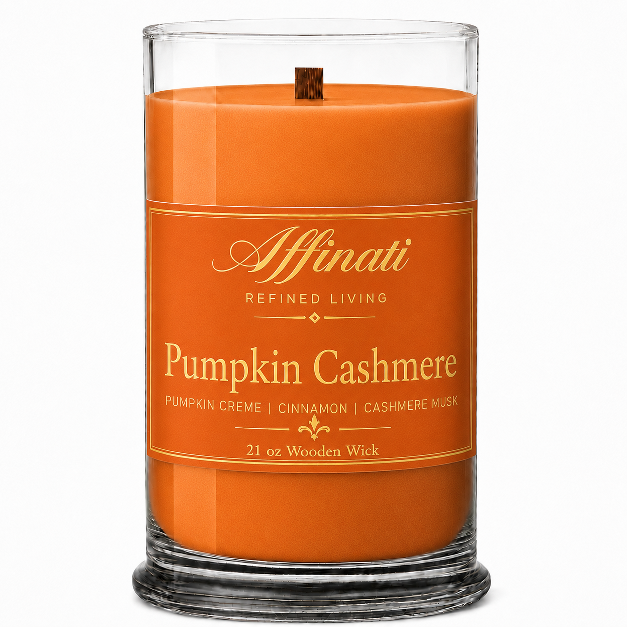 Pumpkin Cashmere Wooden Wick Candle – Luxury 21 oz Soy Blend | Affinati