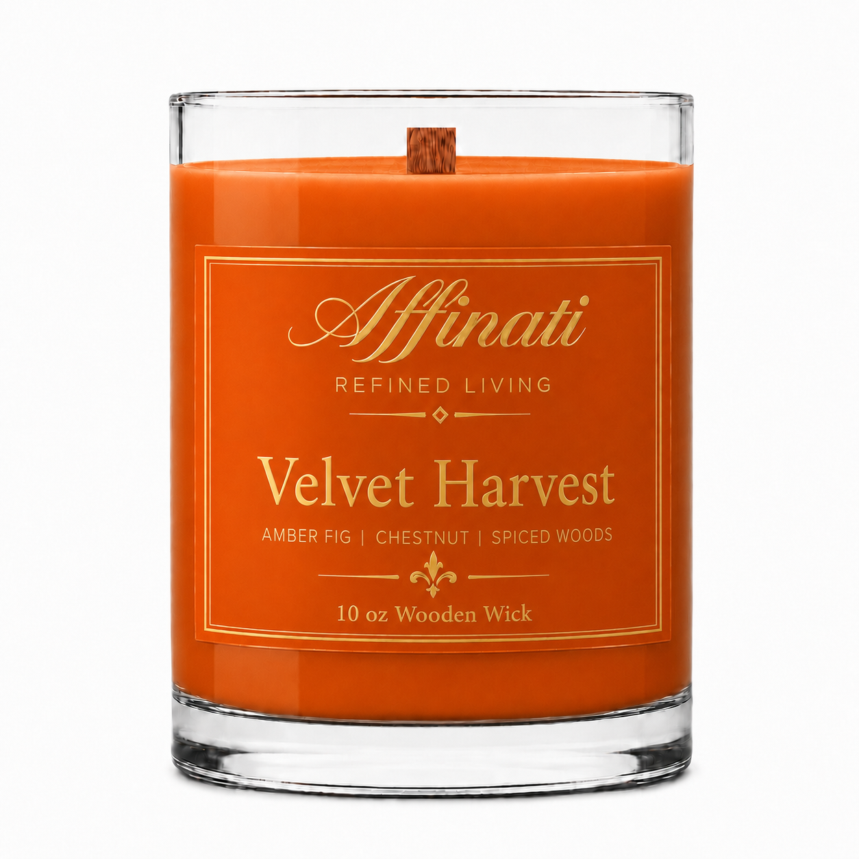 Velvet Harvest Wooden Wick Candle – Luxury 10 oz Soy Blend | Affinati