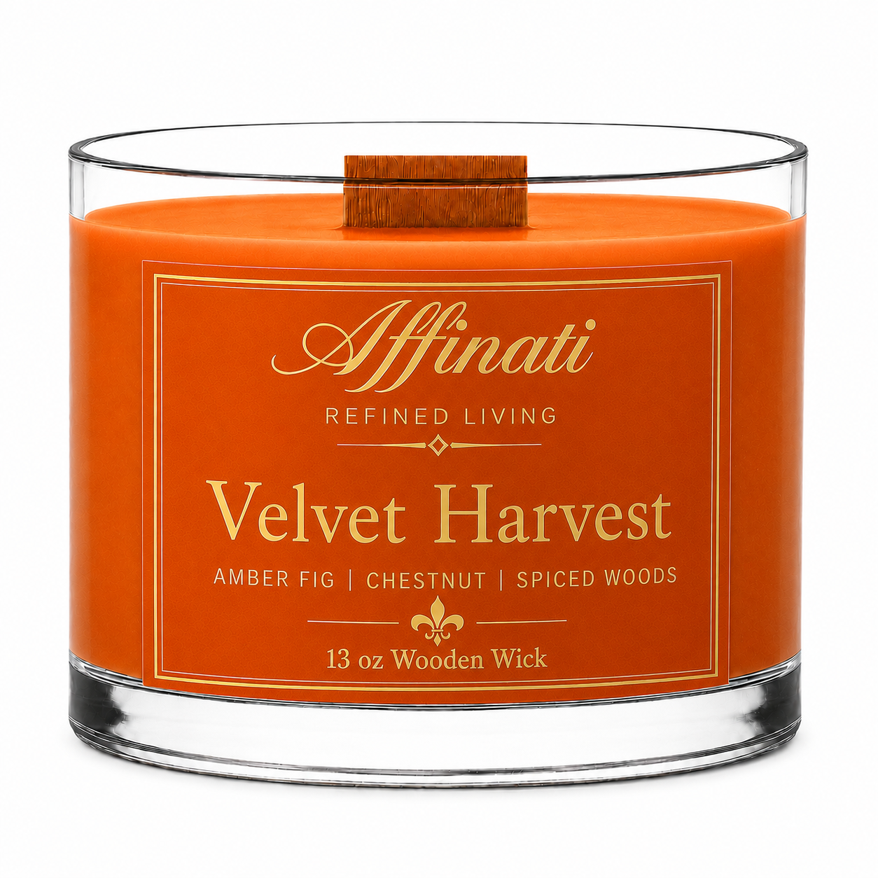 Velvet Harvest Wooden Wick Candle – Luxury 13 oz Soy Blend | Affinati