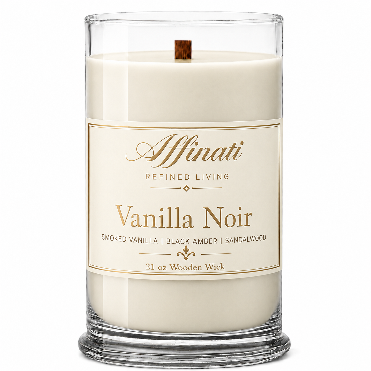 Vanilla Noir Wooden Wick Candle – Luxury 21 oz Soy Blend | Affinati