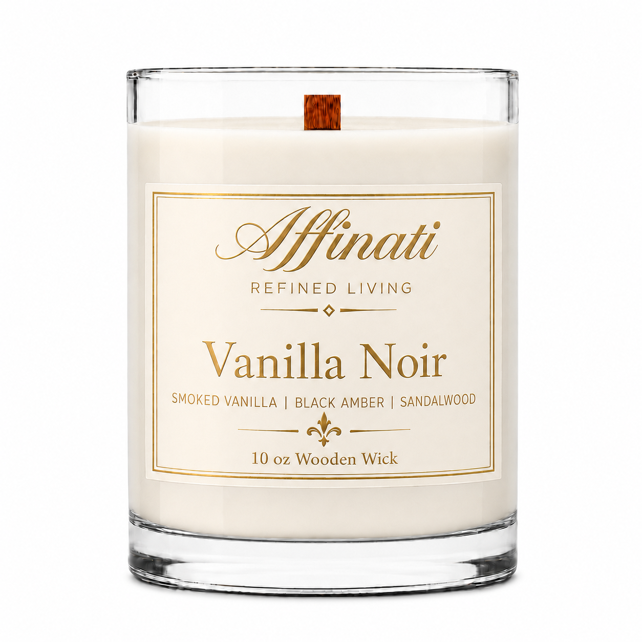 Vanilla Noir Wooden Wick Candle – Luxury 10 oz Soy Blend | Affinati