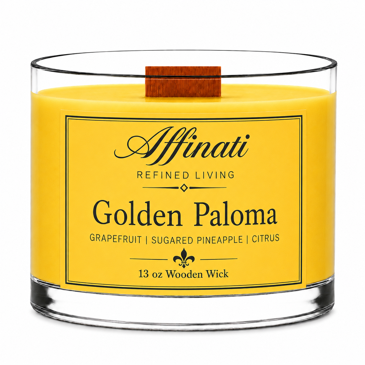 Golden Paloma Wooden Wick Candle – Luxury 13 oz Soy Blend | Affinati
