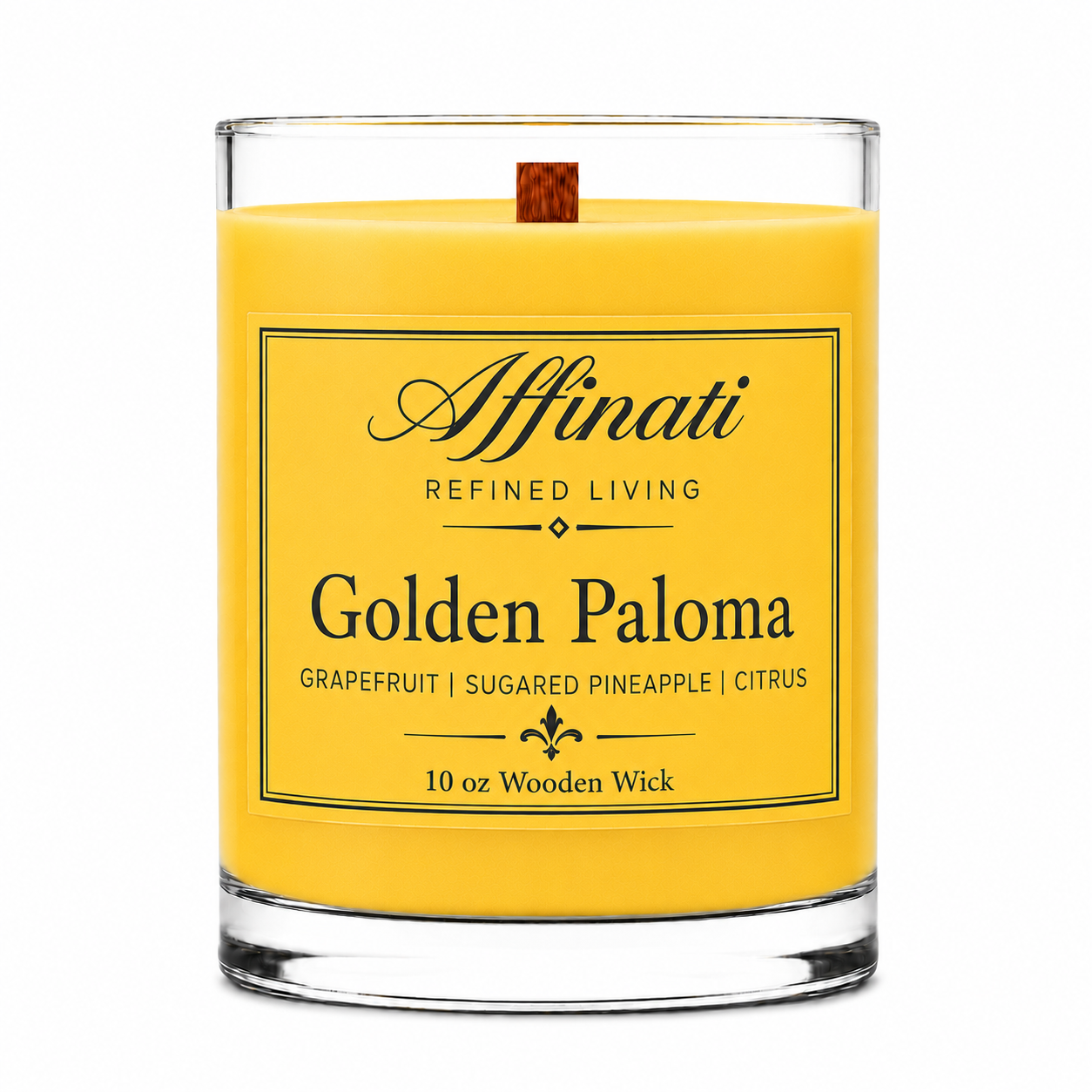 Golden Paloma Wooden Wick Candle – Luxury 10 oz Soy Blend | Affinati