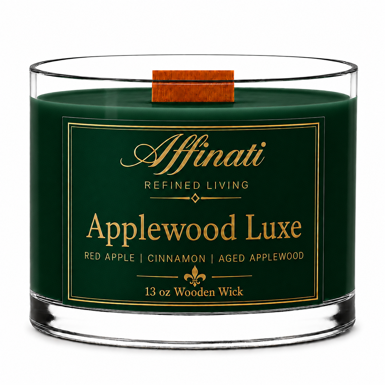 Applewood Luxe Wooden Wick Candle – Luxury 13 oz Soy Blend | Affinati