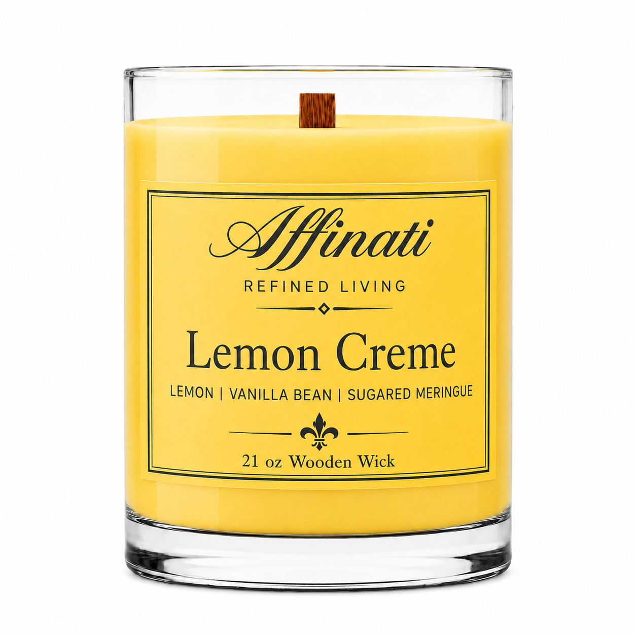 Lemon Creme Wooden Wick Candle – Luxury 10 oz Soy Blend | Affinati