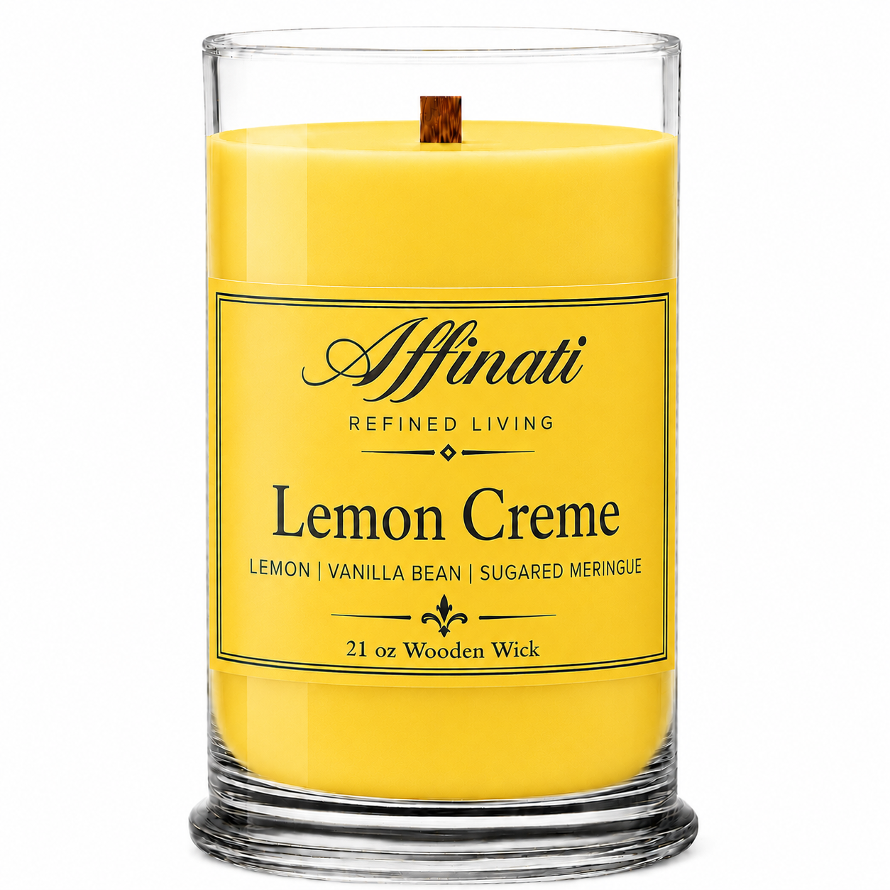 Lemon Creme Wooden Wick Candle – Luxury 21 oz Soy Blend | Affinati