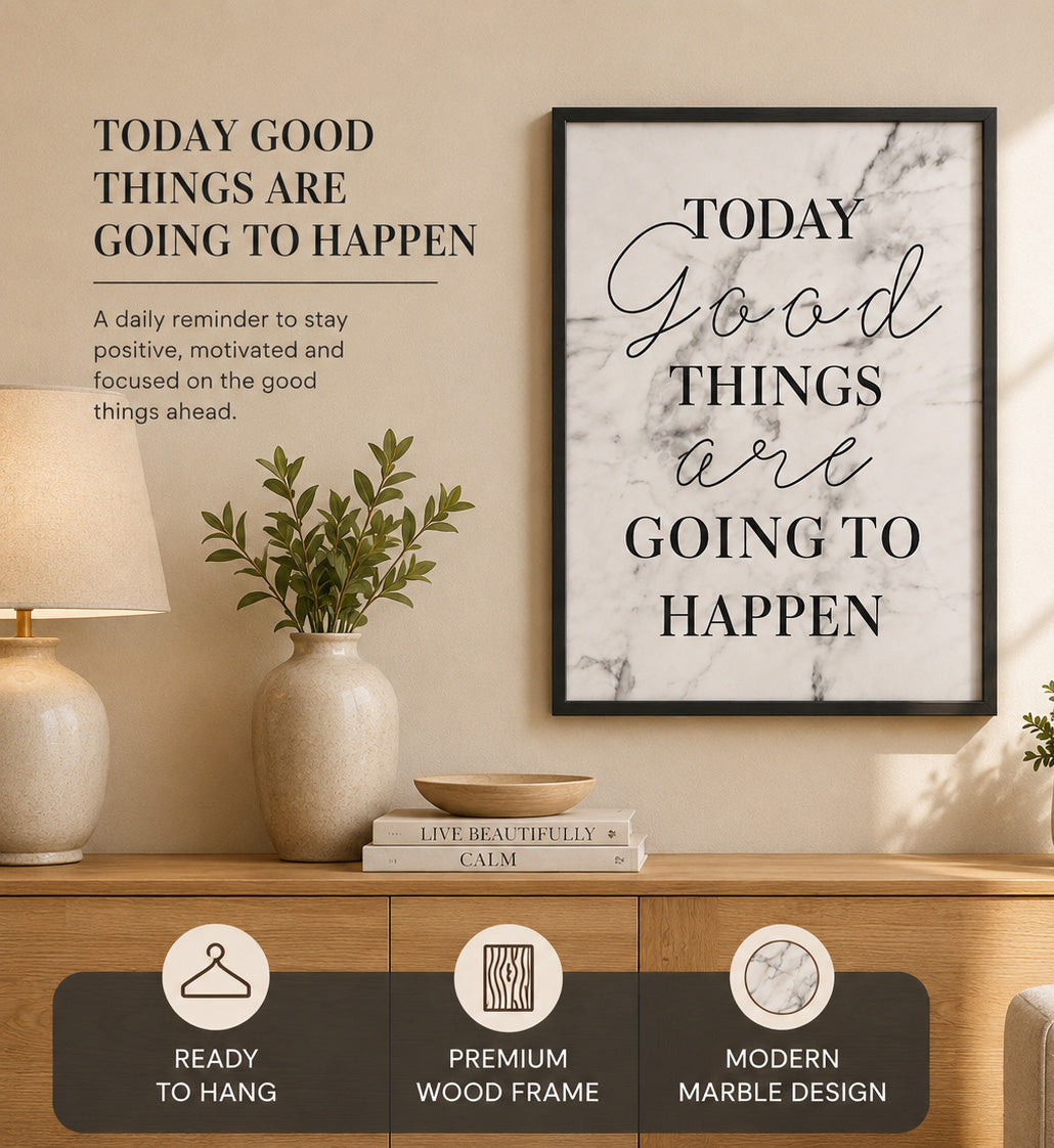 Boho Wall Décor - Framed Motivational Wall Art with Marble Aesthetic