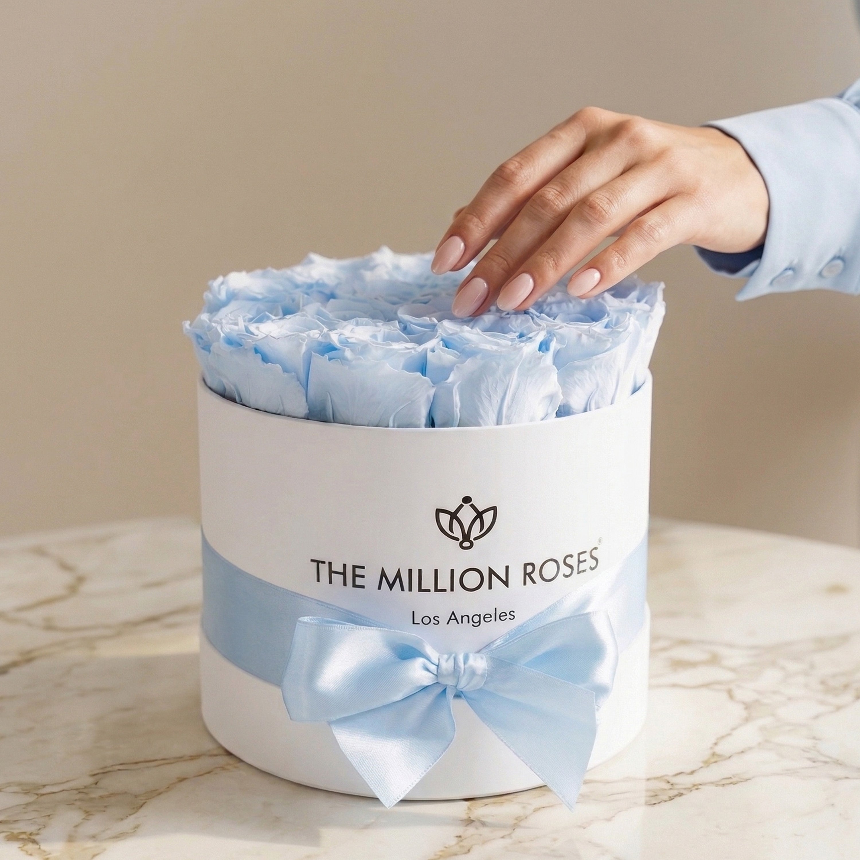 Classic White Box | Light Blue Roses