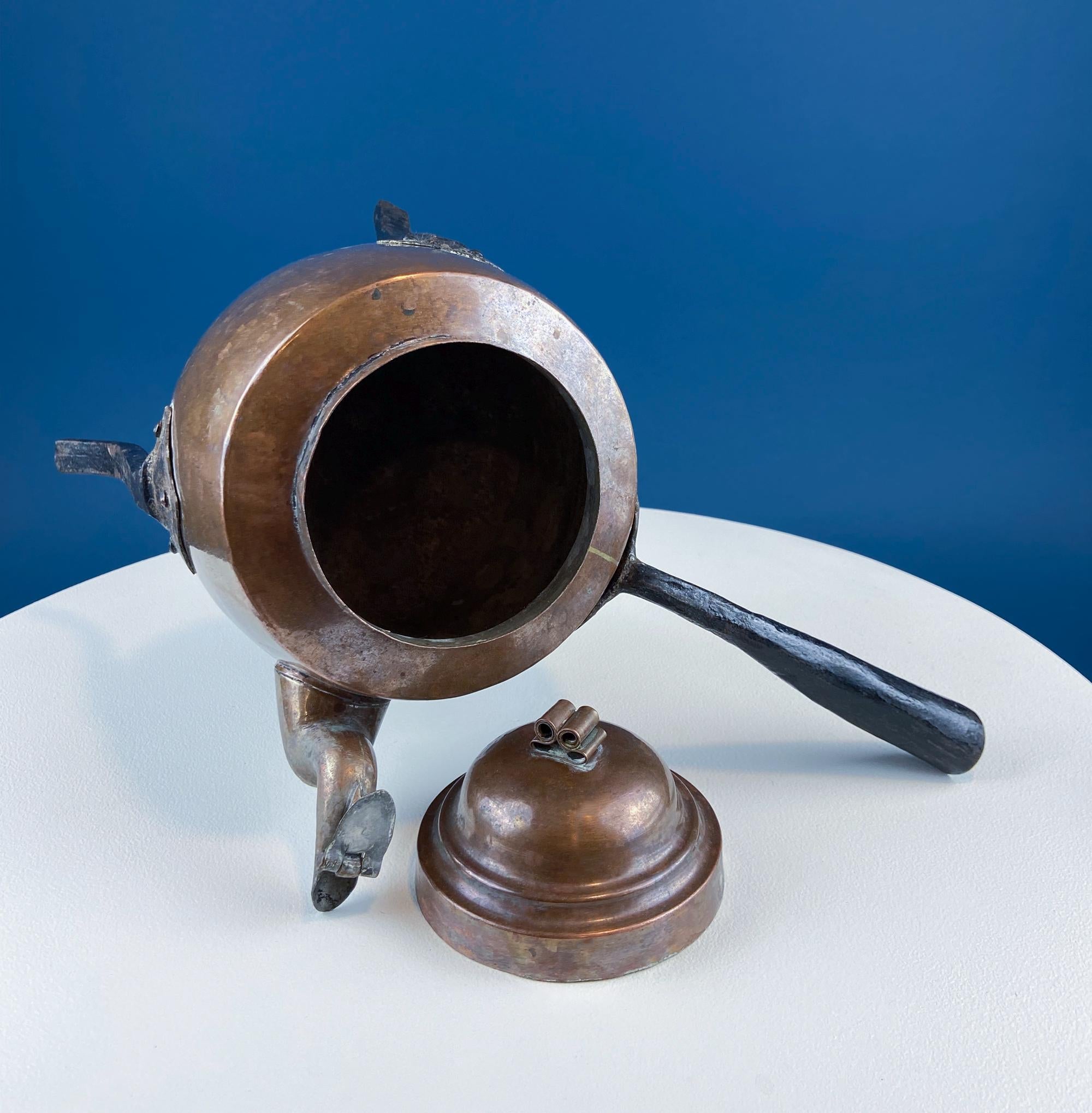 Hand Pounded Tin Copper Turkish Teapot or Coffee Pot. Rustic Home Decor. Perfect for Camping. Gift for Him, Dad, Camping Buddy.