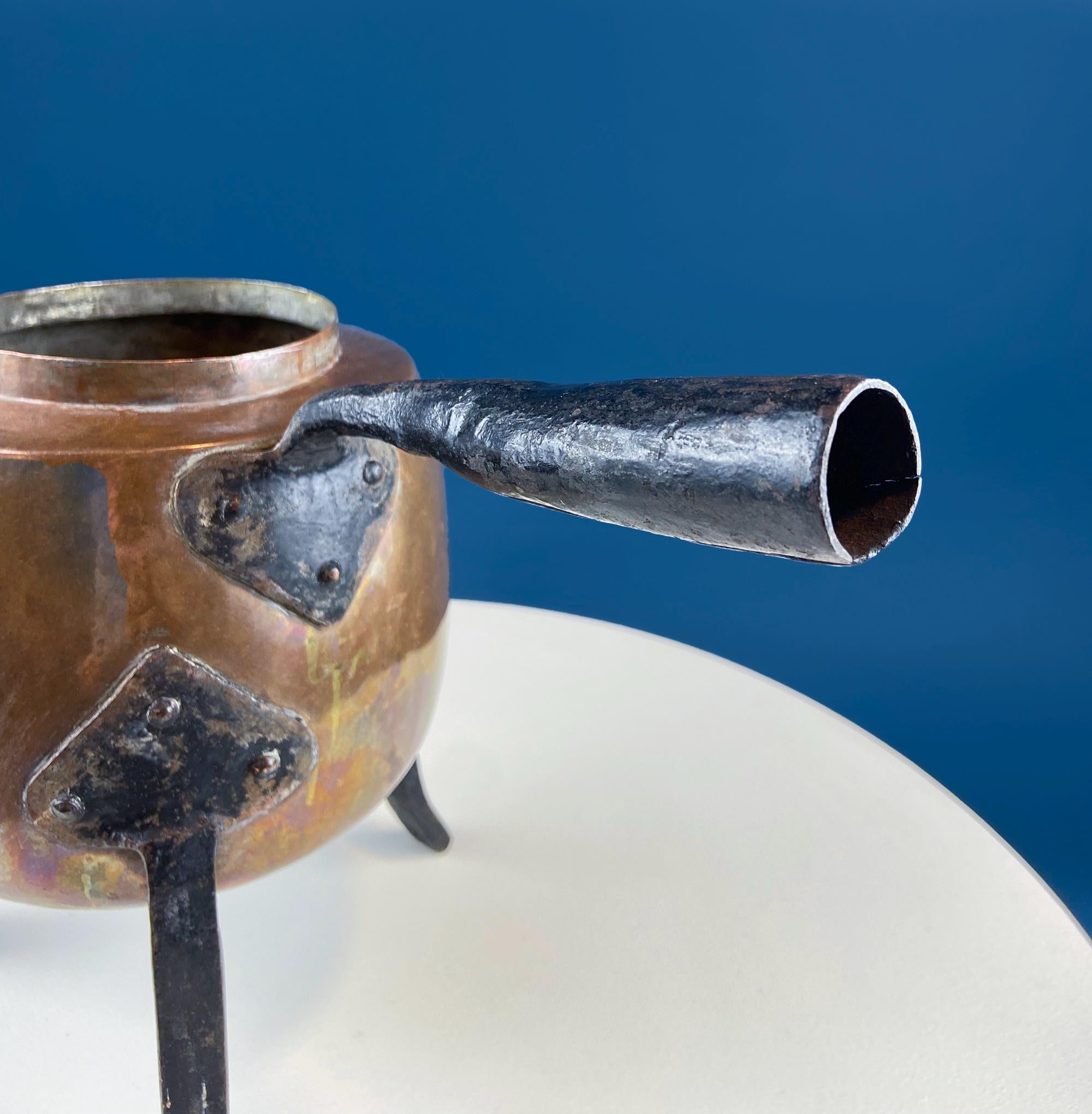 Hand Pounded Tin Copper Turkish Teapot or Coffee Pot. Rustic Home Decor. Perfect for Camping. Gift for Him, Dad, Camping Buddy.