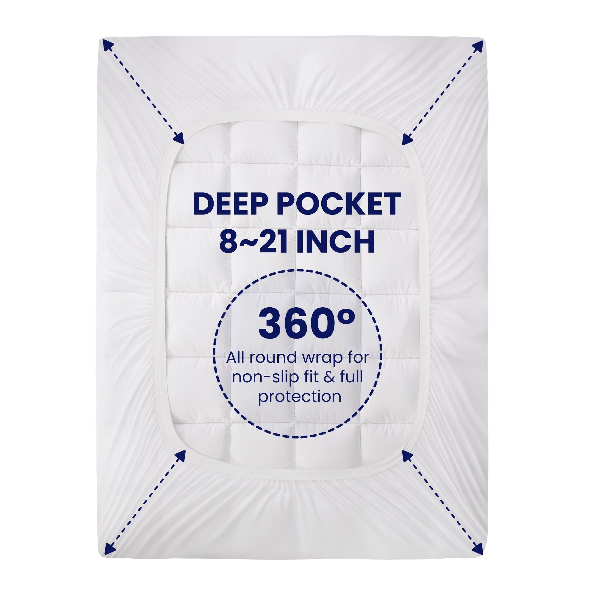 Luxury Thick Cotton Mattress Pad White Soft