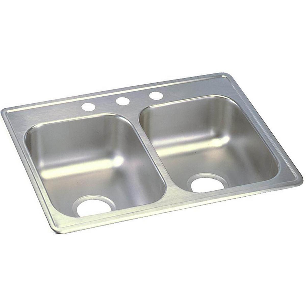 Elkay Dayton Stainless Steel 25'' X 19'' X 6-5/16'', Equal Double Bowl Top Mount Sink